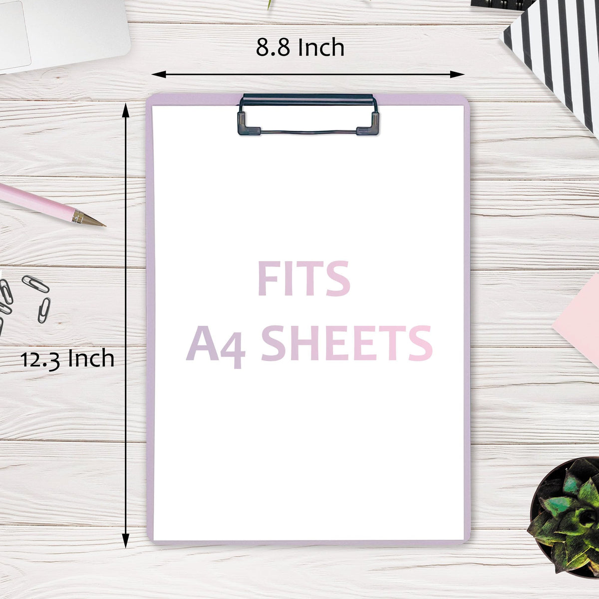 4-Pack Plastic Clipboards, Assorted Colors Clipoard with Low Profile Clip, Clip Boards for Students, Teachers, Doctors, Nurses, 12.3 x 8.8 Inch