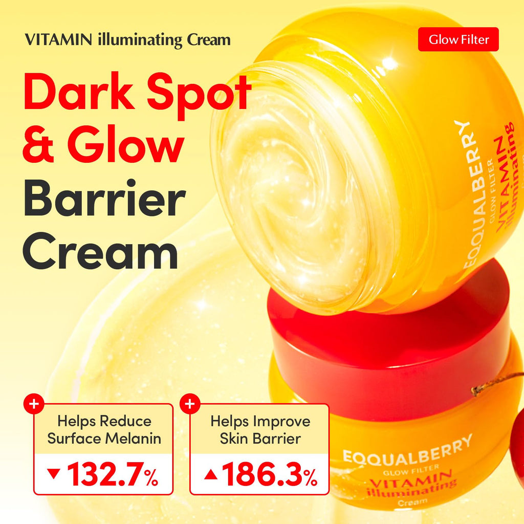 EQQUALBERRY Vitamin Illuminating Cream Double Pack | Vitamin C & 5% Niacinamide+3% TXA | Dark Spot Ceramide Barrier Face Moisturizer | Glowy, Light Hydration | Korean Skincare, 1.69 fl.oz (Pack of 2)