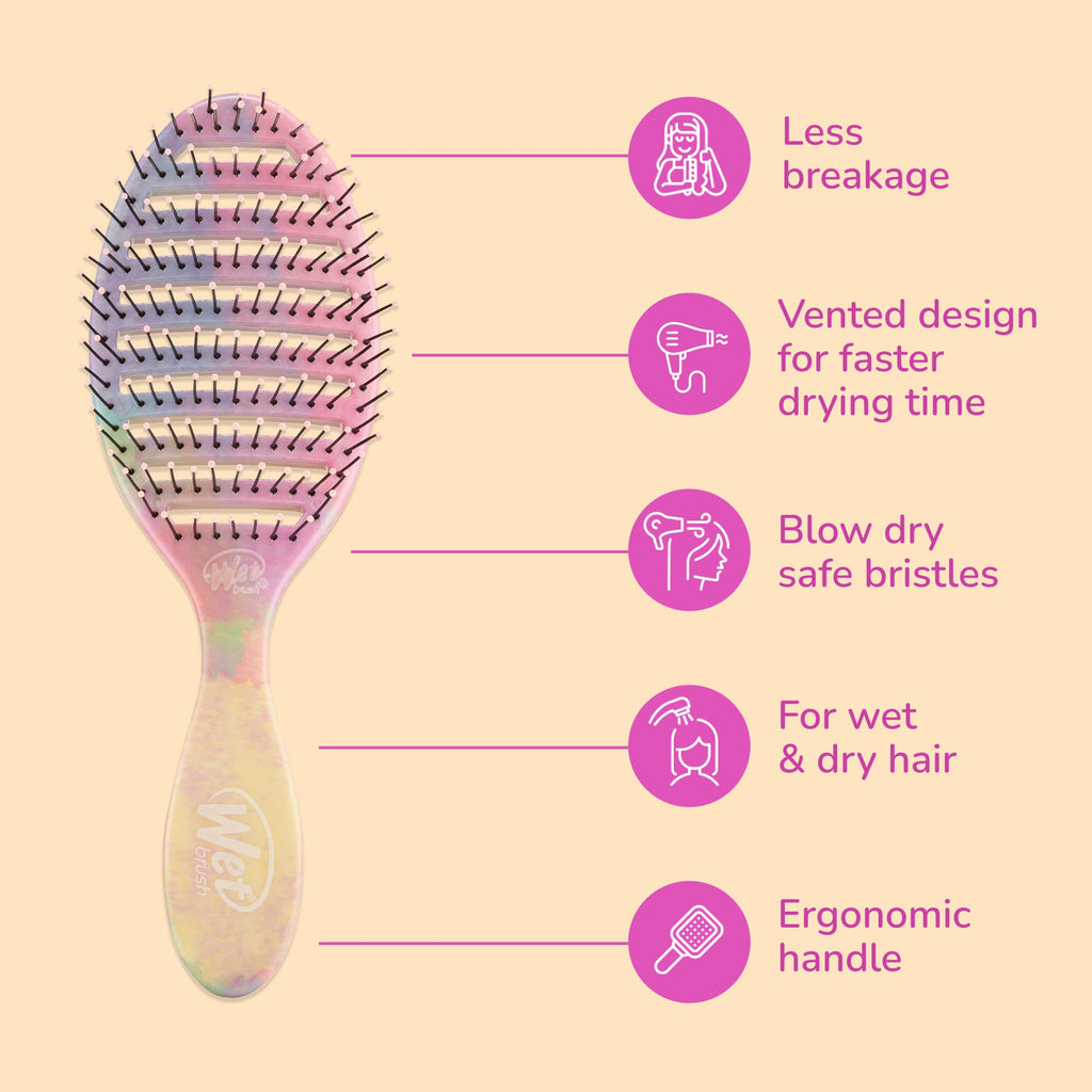 Buy now Wet Brush Speed Dry Hair Brush - Stripes (Color Wash) - Vented Design and Ultra Soft HeatFlex Bristles Are Blow Dry Safe With Ergonomic Handle Manages Tangle and Uncontrollable Hair - Pain-Free at indiglob india