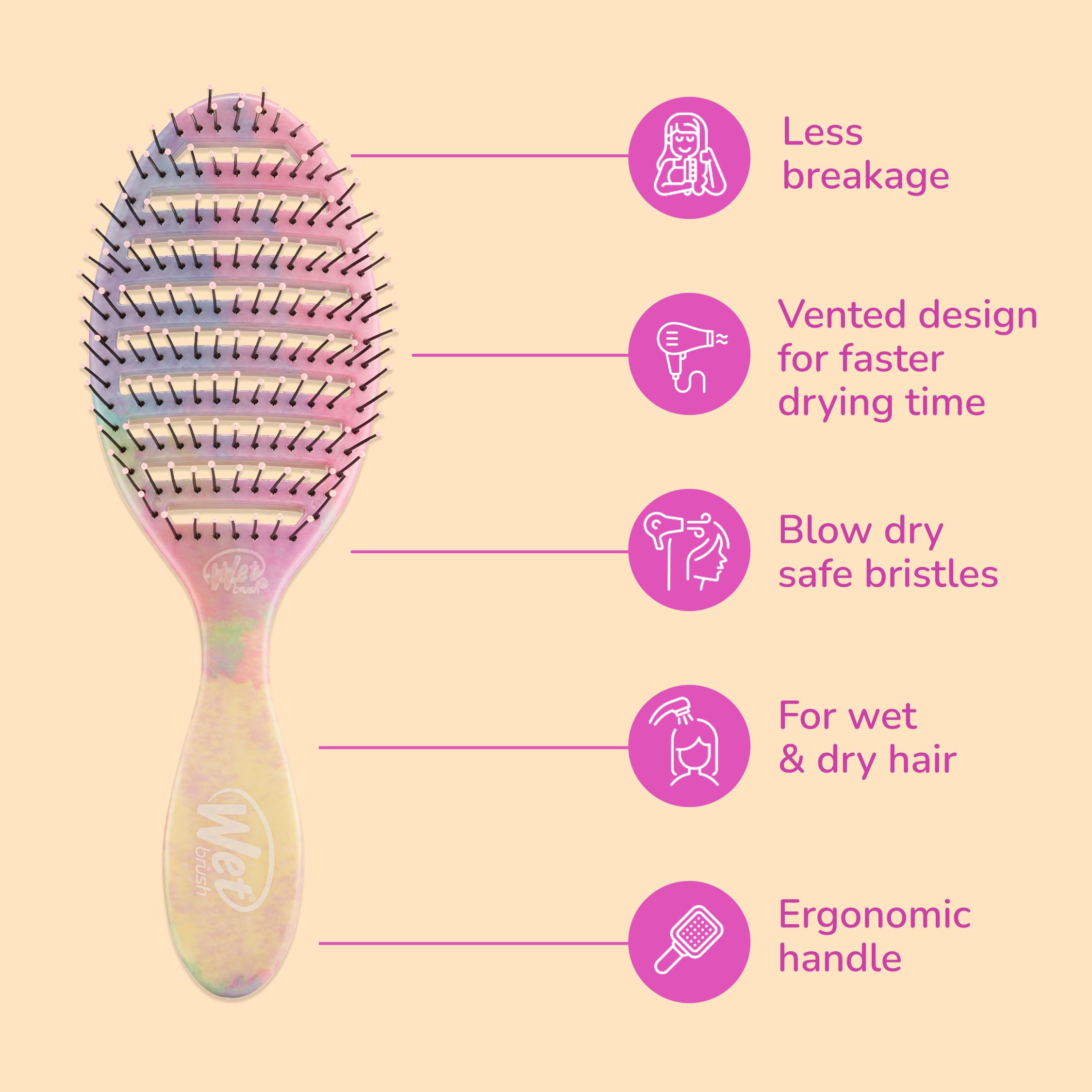 Buy now Wet Brush Speed Dry Hair Brush - Stripes (Color Wash) - Vented Design and Ultra Soft HeatFlex Bristles Are Blow Dry Safe With Ergonomic Handle Manages Tangle and Uncontrollable Hair - Pain-Free at indiglob india