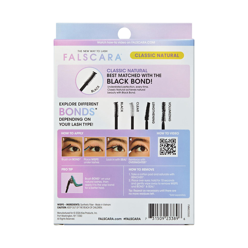 Falscara, False Eyelashes, Lash Clusters, 'Classic Natural', 8mm-16mm, Includes 50 Wisps, Contact Lens Friendly, Easy to Apply, Reusable Lash Clusters