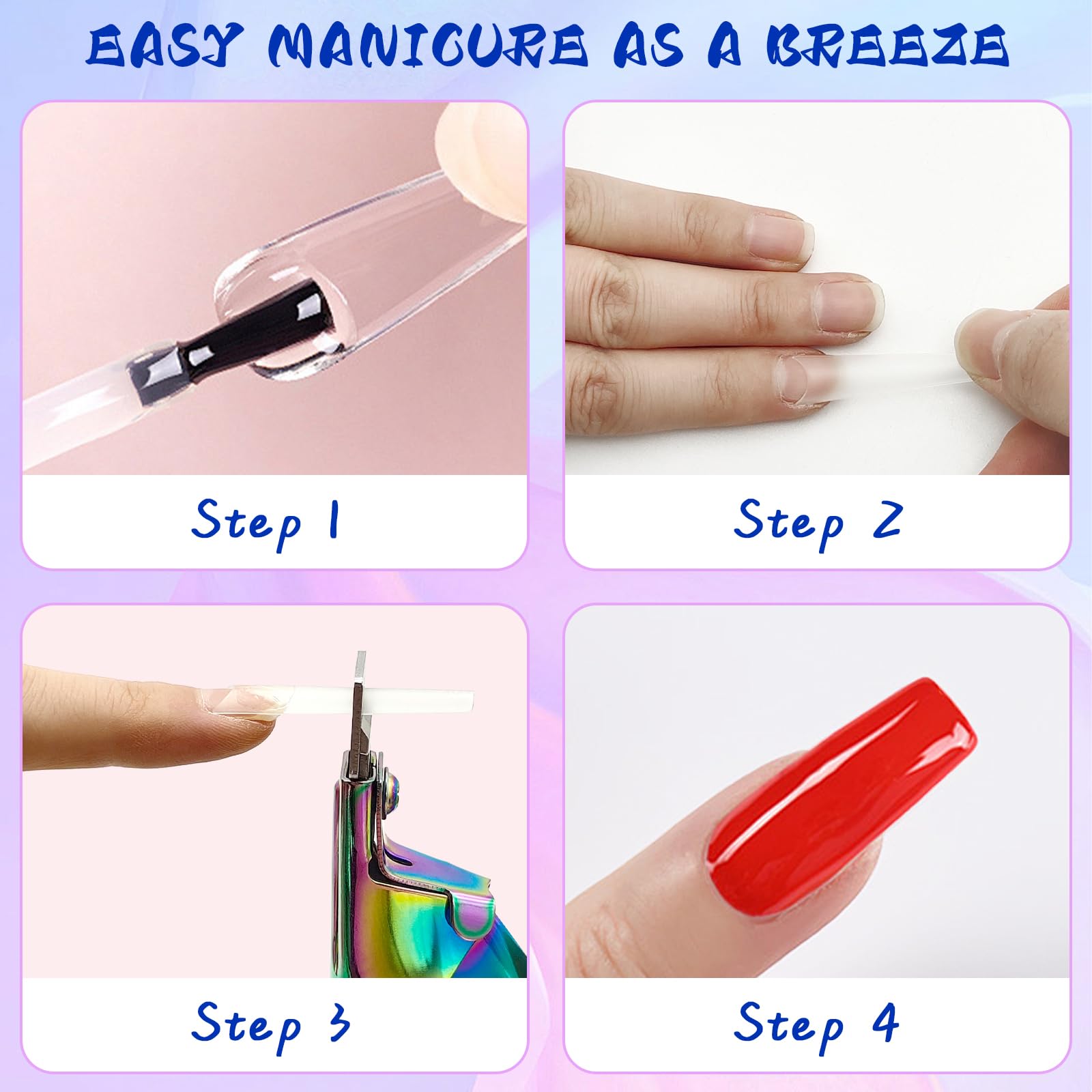 Acrylic Nail Cutter with Magnet Sizer & Length Measurement,Adjustable Stainless Nail Trimmer for Salon Home Nail Art, Professional Nail Clippers for Precise Manicures (Rainbow)