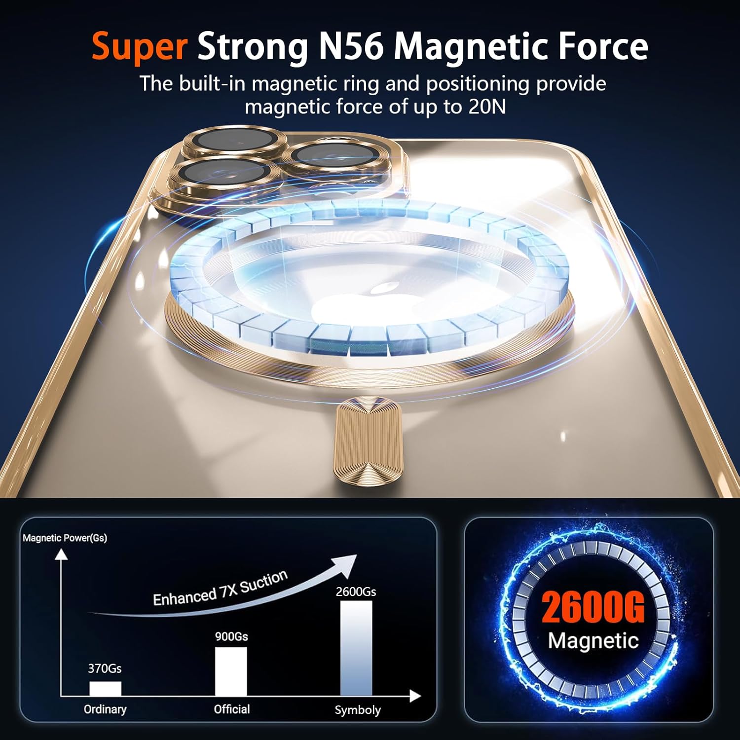 Buy now Magnetic Case for iPhone 15 Pro Max Case with Full Camera Lens Protector [Strong N56 Magnets] [Compatible with Magsafe] Clear Stylish Case for iPhone 15 ProMax Phone Case, Gold Titanium at indiglob india