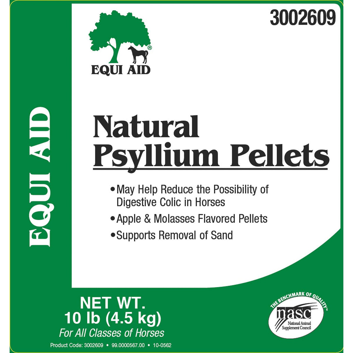 Farnam Equi Aid Natural Horse Psyllium Pellets, Supports Removal of Sand & Dirt From Ventral Colon, Horse Digestion Support, Fiber Supplement, Apple/Molasses, 10 pounds