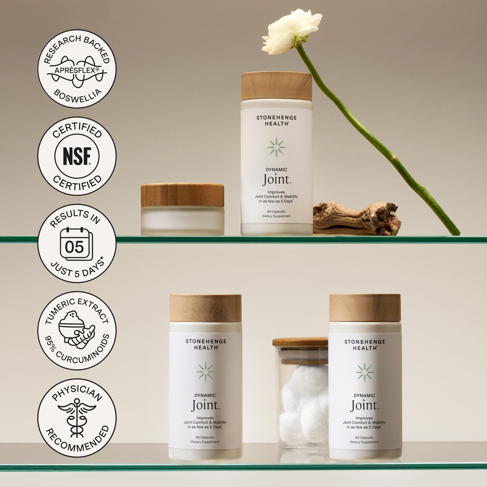 Stonehenge Health Dynamic Joint | AprèsFlex® Boswellia Comfort & Mobility | Joint Health Supplements Mobility Flexibility Comfort Boswellia MSM Collagen Turmeric Bromelain Hyaluronic Acid Vitamins C D3
