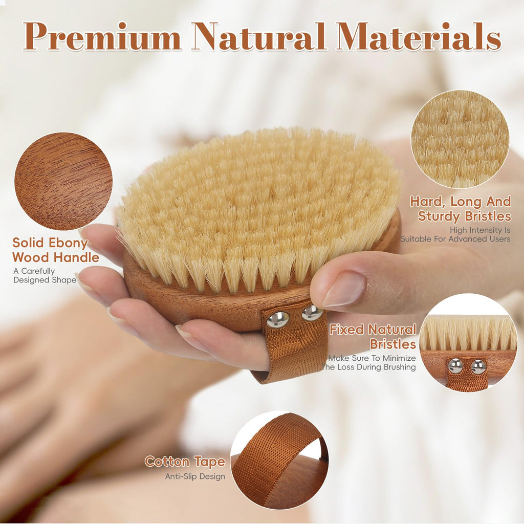 DEBETOOL Dry Brushing Body Brush for Lymphatic Drainage & Cellulite Relief