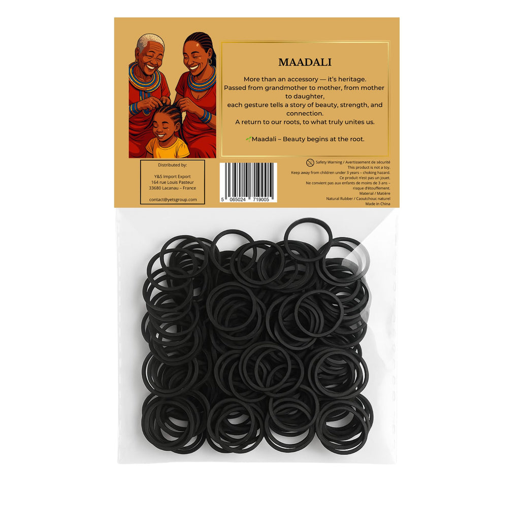 300 Black Hair Ties - Small Strong Rubber Bands for Thick, Curly & Afro Hair, Braids, Ponytails & Protective Styles - No Breakage Hair Elastics bands for Women & Girls - MAADALI