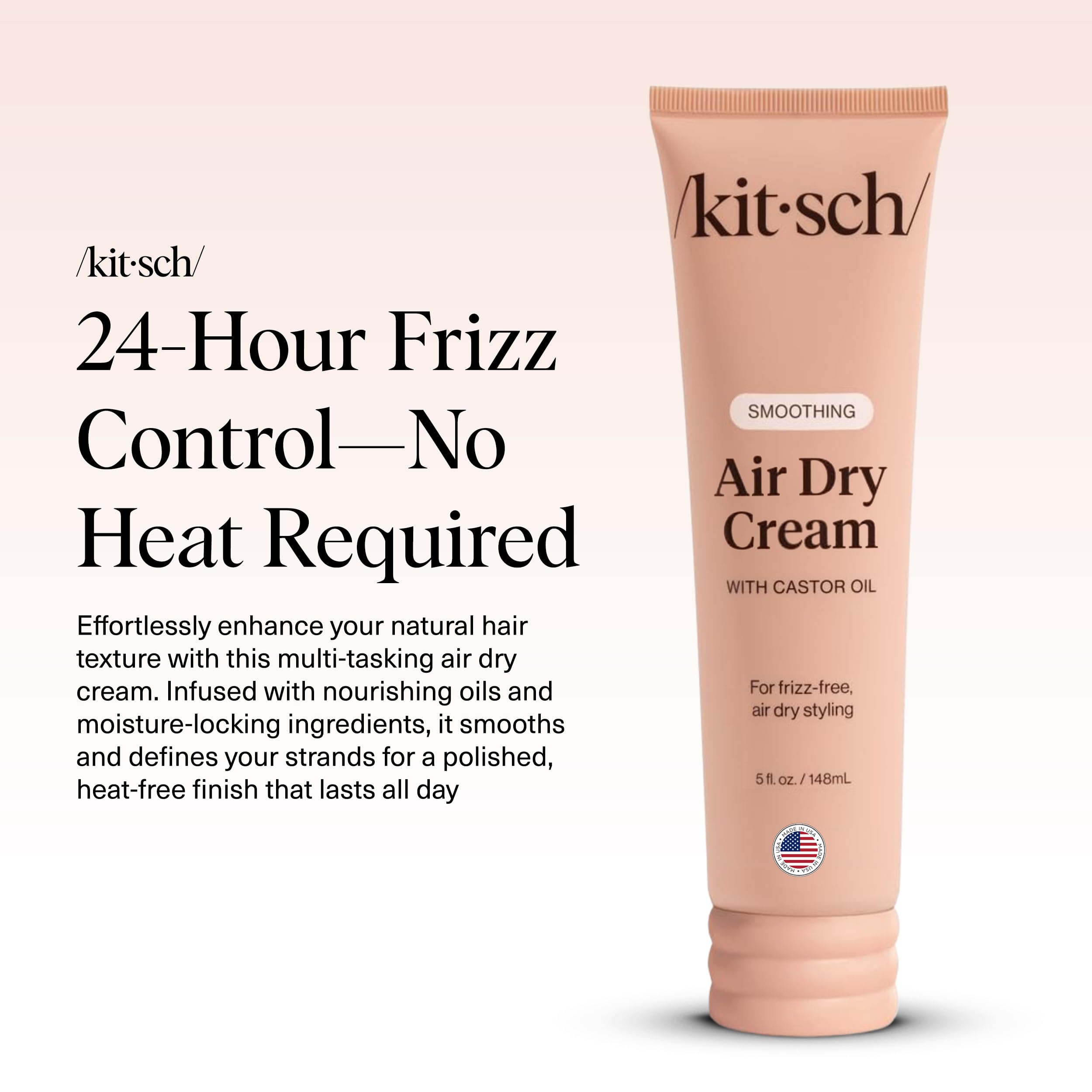 Buy now Kitsch Smoothing Air Dry Cream for Hair â€“ Frizz Control Hair Care Product with Castor Oil & Coconut Oil â€“ Weightless Styling Cream - Enhances Natural Texture Appearance | Ideal Gifts for Women â€“ 5 oz at indiglob india
