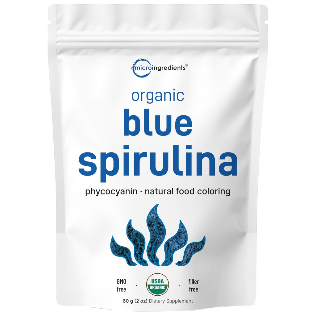 Organic Blue Spirulina Powder (Phycocyanin Extract), 30 Servings - No Fishy Smell, 100% Vegan Protein from Blue-Green Algae, Natural Luminous Food Coloring for Smoothies, Baking, Drinks & Cooking