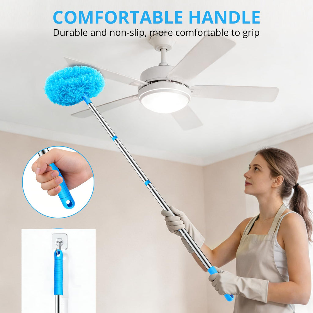 SetSail Ceiling Fan Cleaner Duster, with Extension Pole for Cleaning, Blue