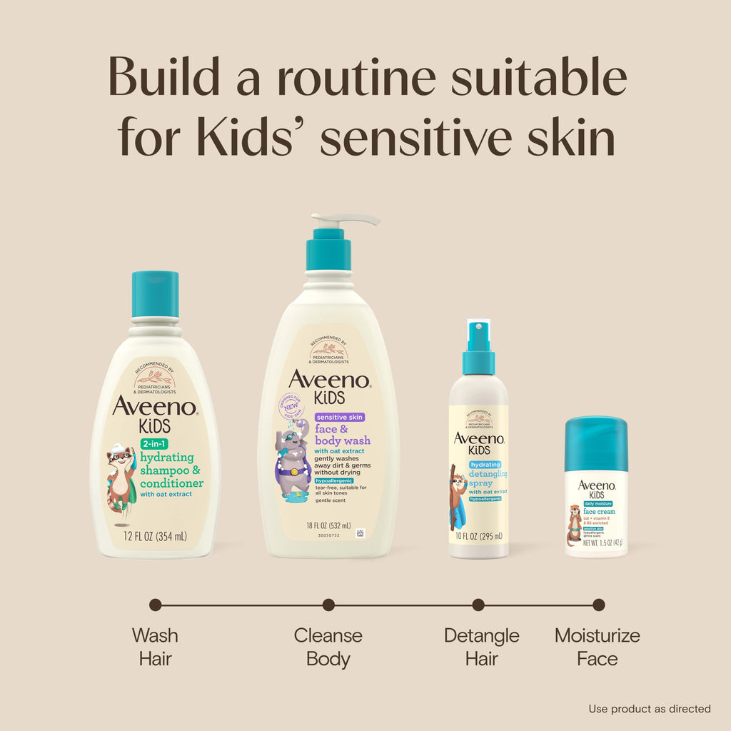 Aveeno Kids Shampoo & Conditioner, Hypoallergenic, 12 fl. oz | Kids Shampoo & Conditioner with Oat Extract, Condition & Detangle Kids Hair, Sensitive Skin and Scalp, Hypoallergenic