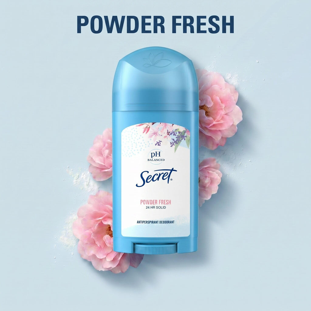 Secret Antiperspirant and Deodorant for Women, 24hr Sweat & Odor Protection, PH Balanced Protection, Gentle on Skin, Wide Solid, Powder Fresh Scent, 2.7 oz (Pack of 2)
