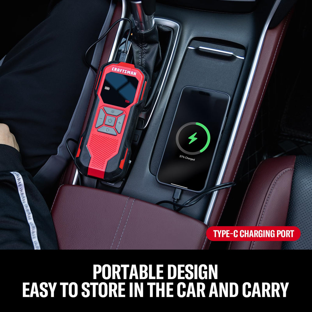 Buy now CRAFTSMAN Tire Inflator Portable Air Compressor, Cordless Mini Air Pump for Car Tires with Digital Tire Pressure Gauge, 6000mAh Battery Powered Air Pump, Max Pressure 150 PSI, 12V DC Corded at indiglob india