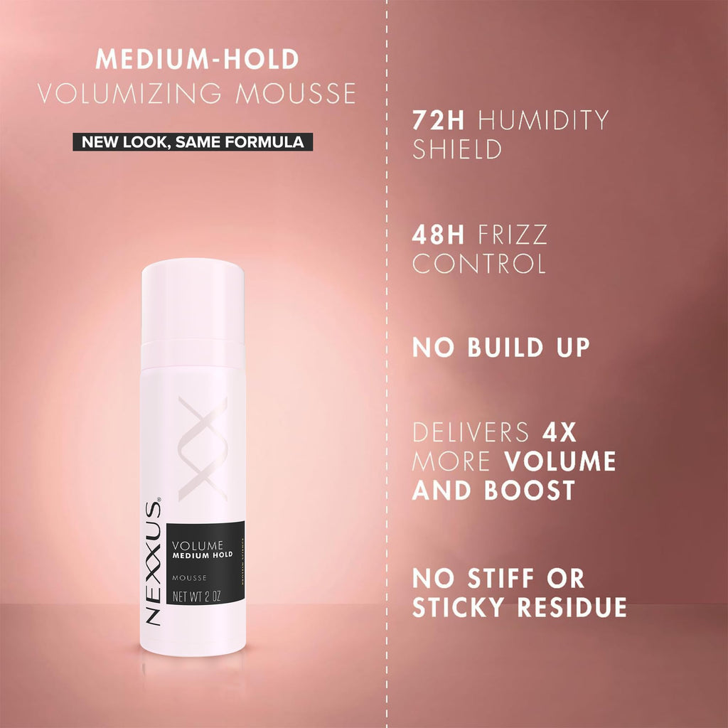Nexxus Travel Essentials Hair Spray and Volumizing Hair Mousse, 2-Pack Each (4 Items Total)