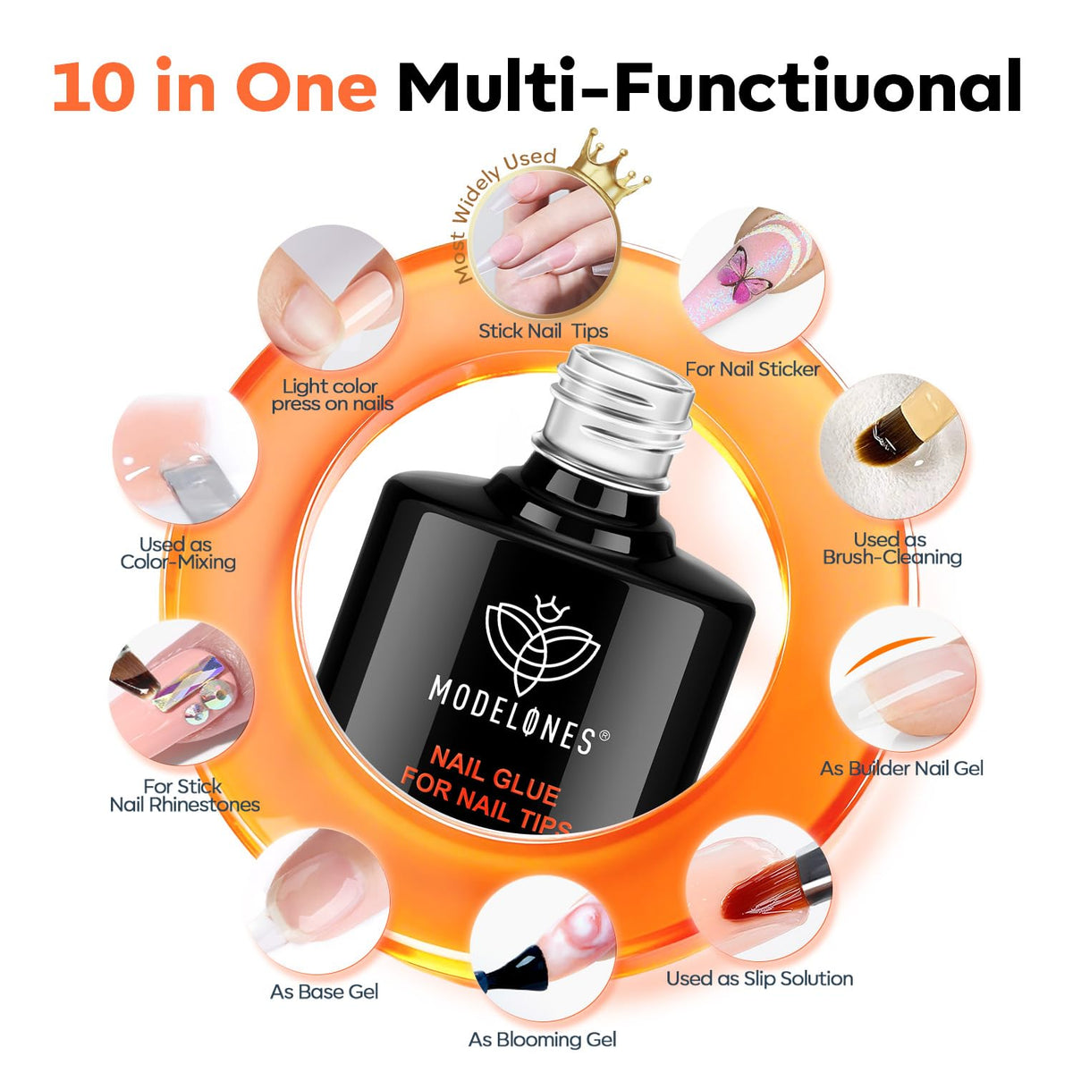 modelones 10-in-One X Nail Gel Glue with Nail Dehydrator Primer Set