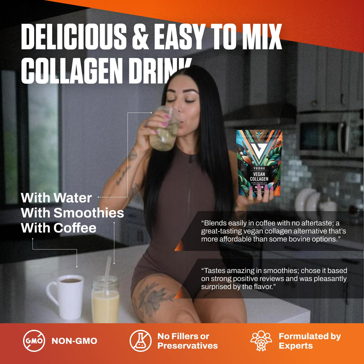 VEDGE Vegan Collagen Powder, Collagen Peptides, Unflavored, 20 Servings