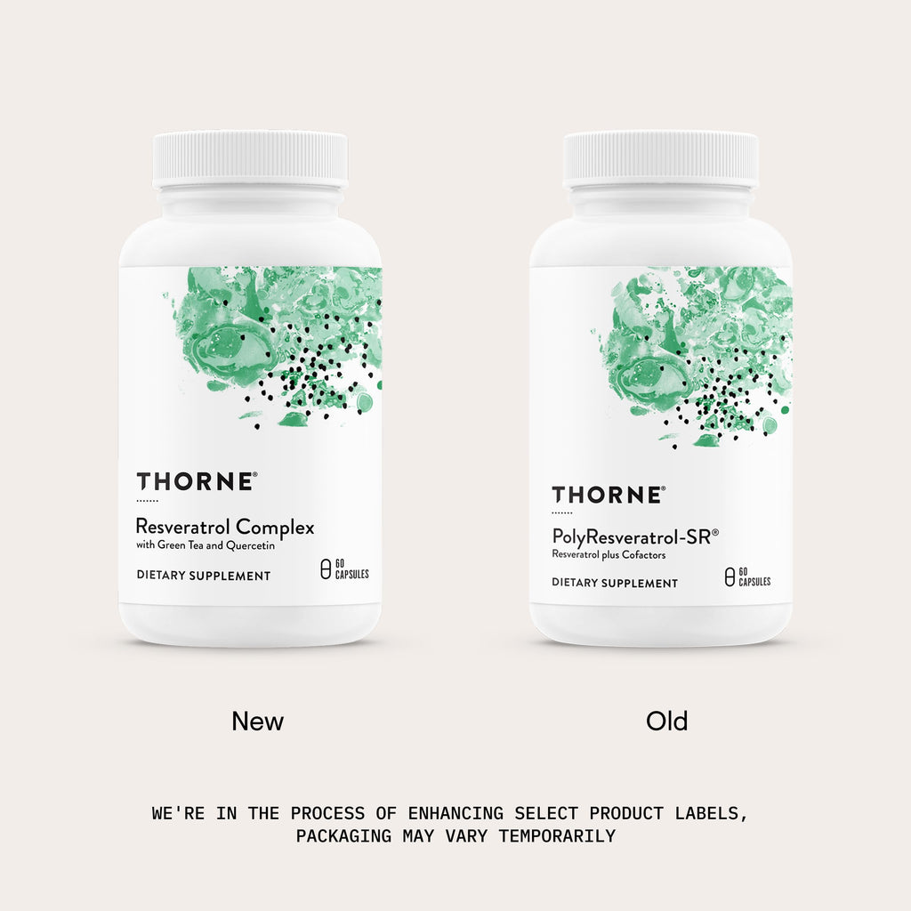 THORNE - Resveratrol Complex - Supports Healthy Aging* - Trans-Resveratrol Supplement with Green Tea, Quercetin & Curcumin Phytosome - Third-Party Certified - Gluten, Dairy & Soy-Free - 60 Capsules