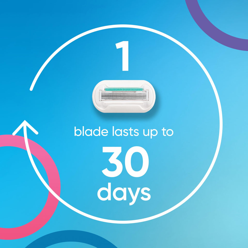 Gillette Venus Extra Smooth Sensitive Gold Women's Razor Handle + 2 Blade Refills, includes Shower Holder