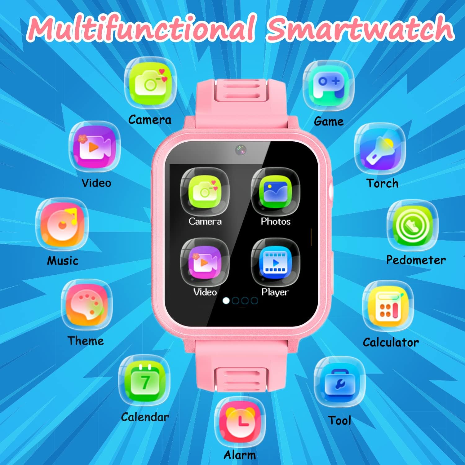 Buy now Smart Watch for Kids Gift for Girls Age 5-12, 1.54" Touch Screen Watch with HD Camera Video 39 Games Music Pedometer Flashlight Alarm Clock, Gifts for 7 8 9 10 Year Old Girls Boys at indiglob india