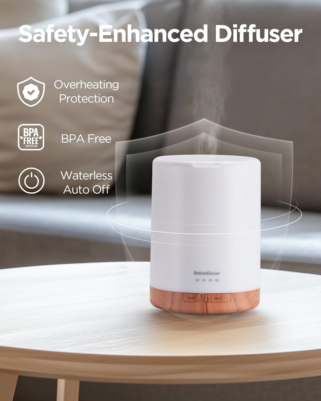 InnoGear 300ml Aromatherapy Essential Oil Diffuser 8 Oils Gift Set