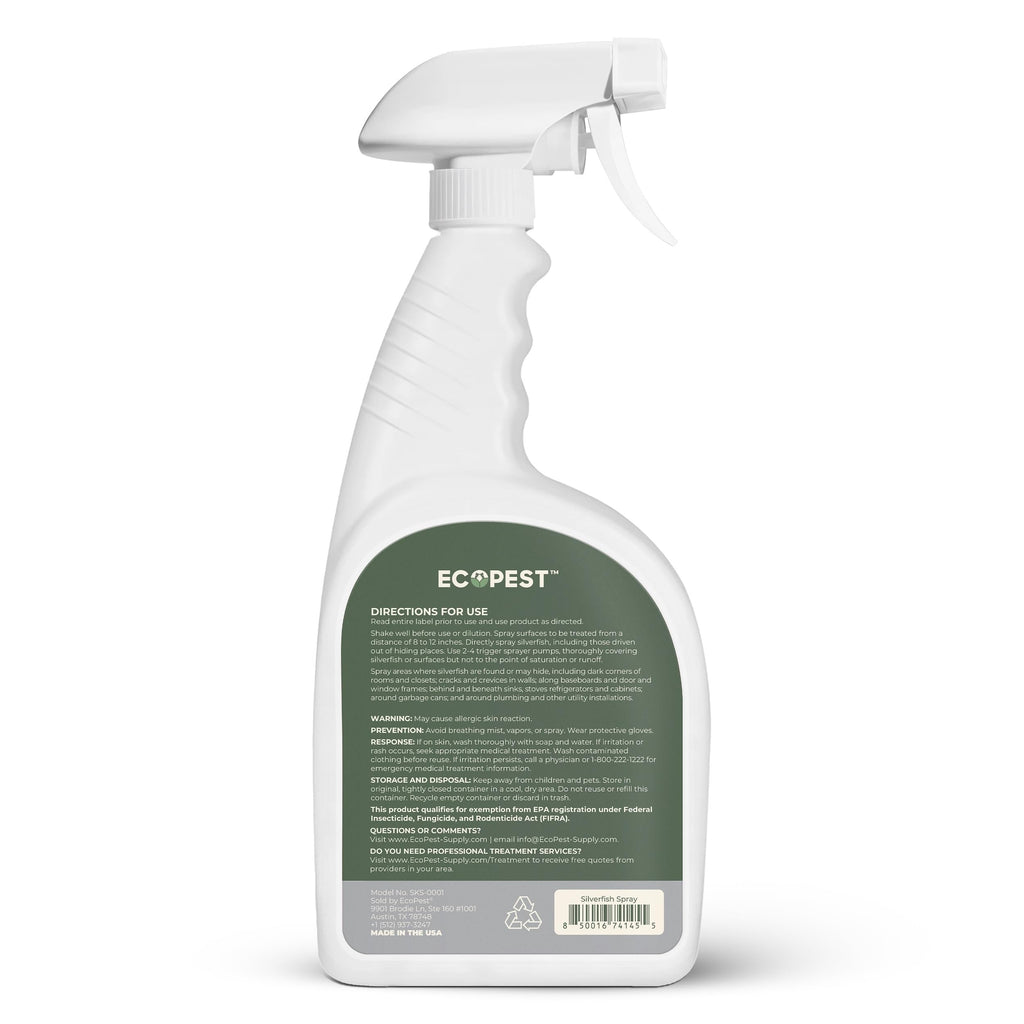 Silverfish Spray, Natural Silverfish Killer for Indoor and Outdoor | Plant-Based Home Pest Control Spray and Repellent | Made with Essential Oils, Safe for Use Around Children and Pets, 22 oz.