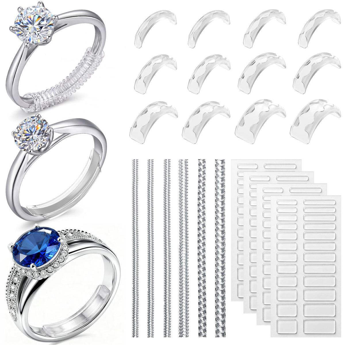 114Pcs 3-in-1 Ring Sizers for Loose Rings, Anti-Slip, Reduce 0.5-1 Size