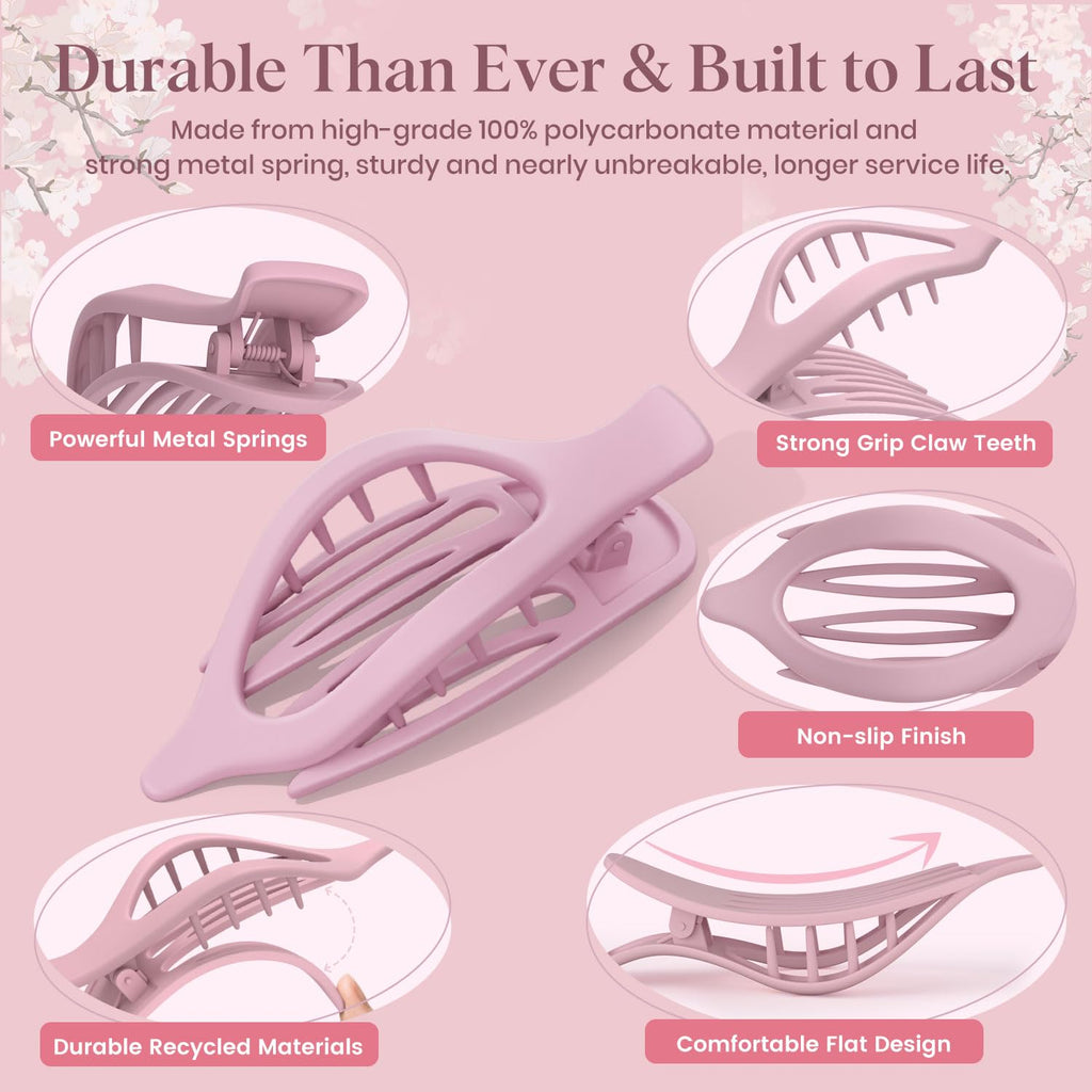 Set of 4 large flat hair clips in stylish design, made with durable materials. Verified by CuratCart for quality.
