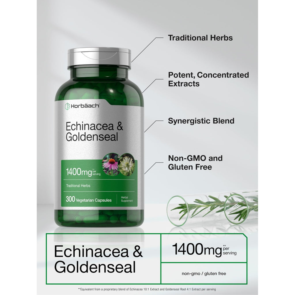 Horbäach Echinacea Goldenseal Supplement | 300 Capsules