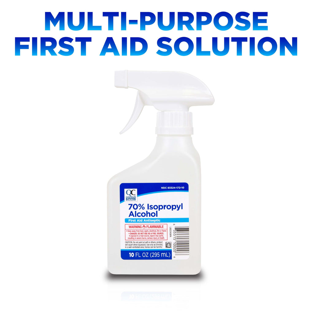 Quality Choice First Aid Antiseptic, 70% Isopropyl Alcohol for Minor Cuts, Scrapes and Burns, Spray, 10 FL OZ