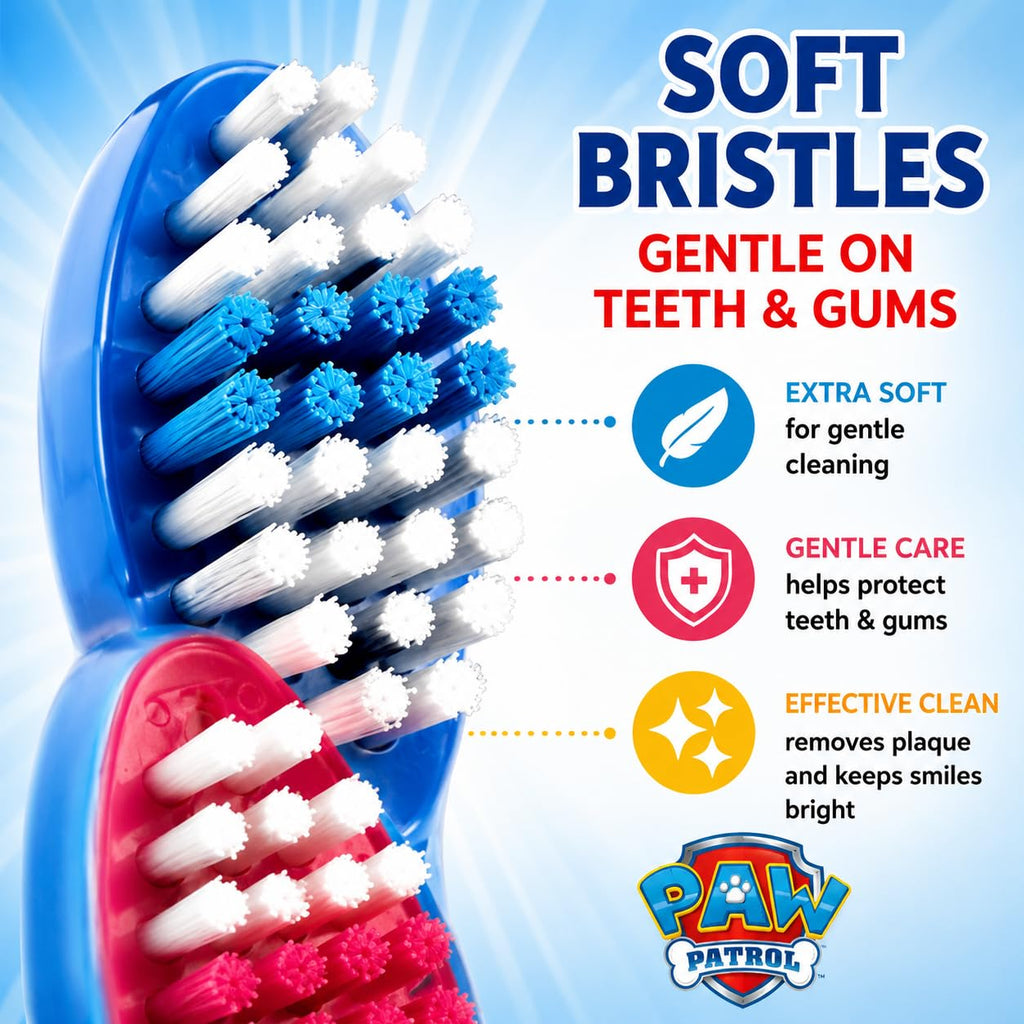 Brush Buddies Paw Patrol Manual Toothbrush and Cup Set for Kids Ages 2+ – Soft Bristles, Easy-Grip Handle, Fun Character Design, Toddler Oral Care Set for Boys and Girls