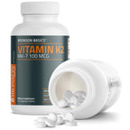 Bronson Vitamin K2 MK-7 100 mcg, K2 as MK7 Menaquinone, 120 Tablets | Helps Transport Calcium to Bones, Biologically Active Longer than Vitamin K1, Non-GMO, Gluten-Free & Soy-Free