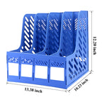 Buy now Sturdy Magazine File Book PP Holder Desk Organizer for Office Organization and Storage with Compartments Storage Organizer 4C Blue-Strip at indiglob india