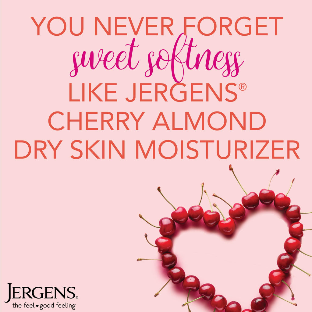 Jergens Cherry Almond Hand & Body Lotion, Dry Skin, 32 fl oz | Fast-Absorbing Moisturizer, Vitamins E, C & B5, Softens Dry Skin, Dermatologist Tested, Cherry Almond Scent
