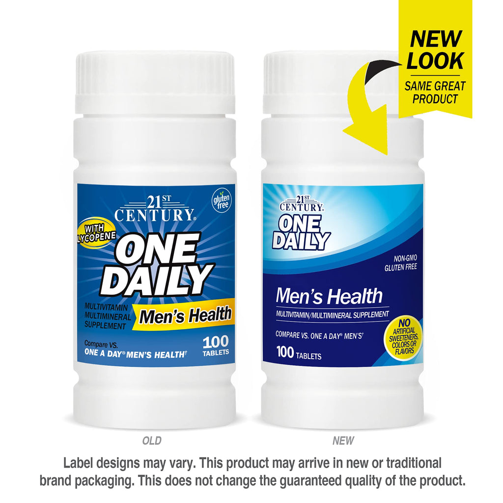 21st Century One Daily Men's Health Multivitamin Tablets, 100 Count | Complete Daily Multivitamin & Multimineral, Compare VS. One A Day® Men's, Men with Lycopene, Zinc & Lutein for Heart