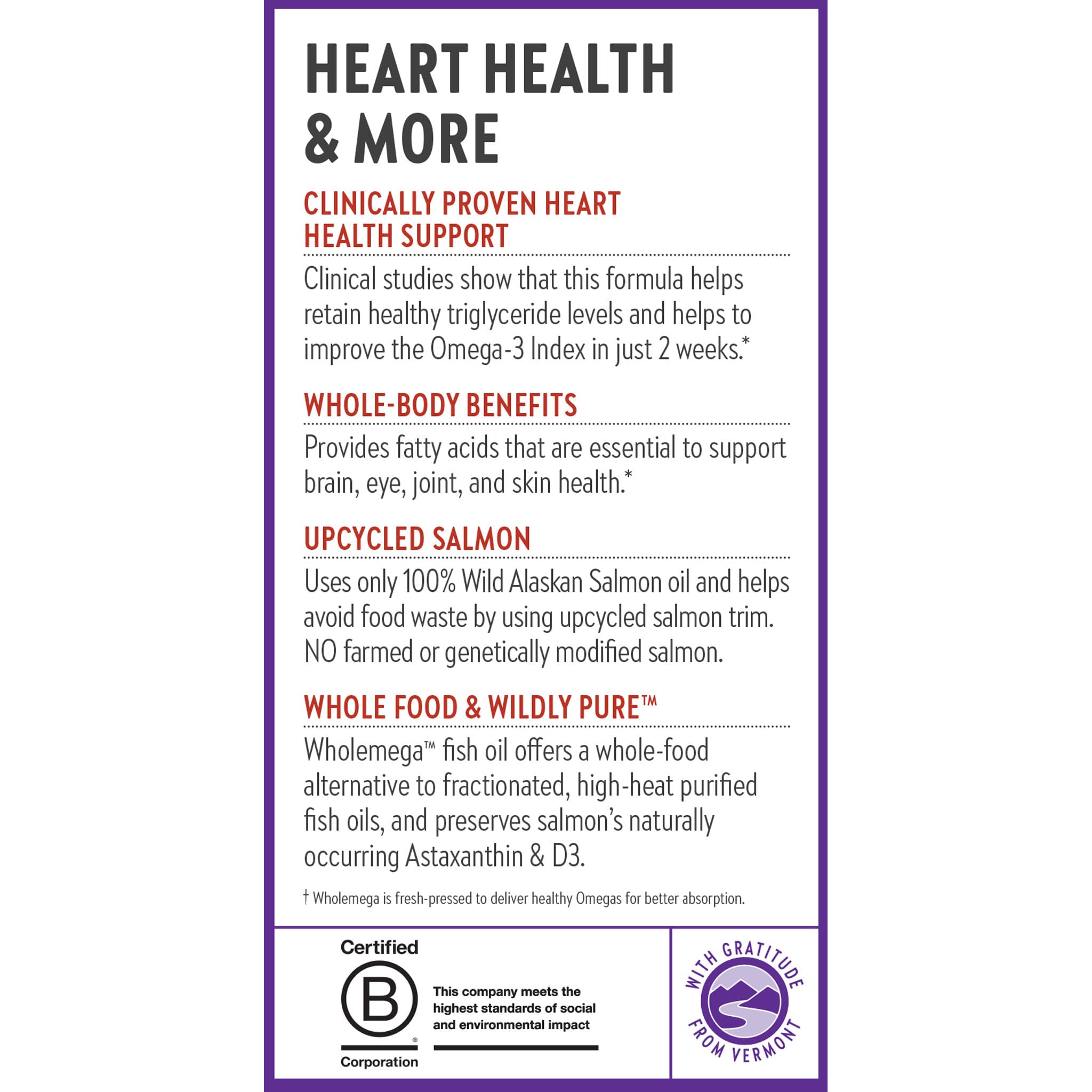 New Chapter Wholemega Wild Alaskan Salmon Oil, 180 Softgels | 2000 mg per Serving, Clinically Proven Omega-3 for Heart, Brain, and Joint Health, with Vitamin D3 and Astaxanthin