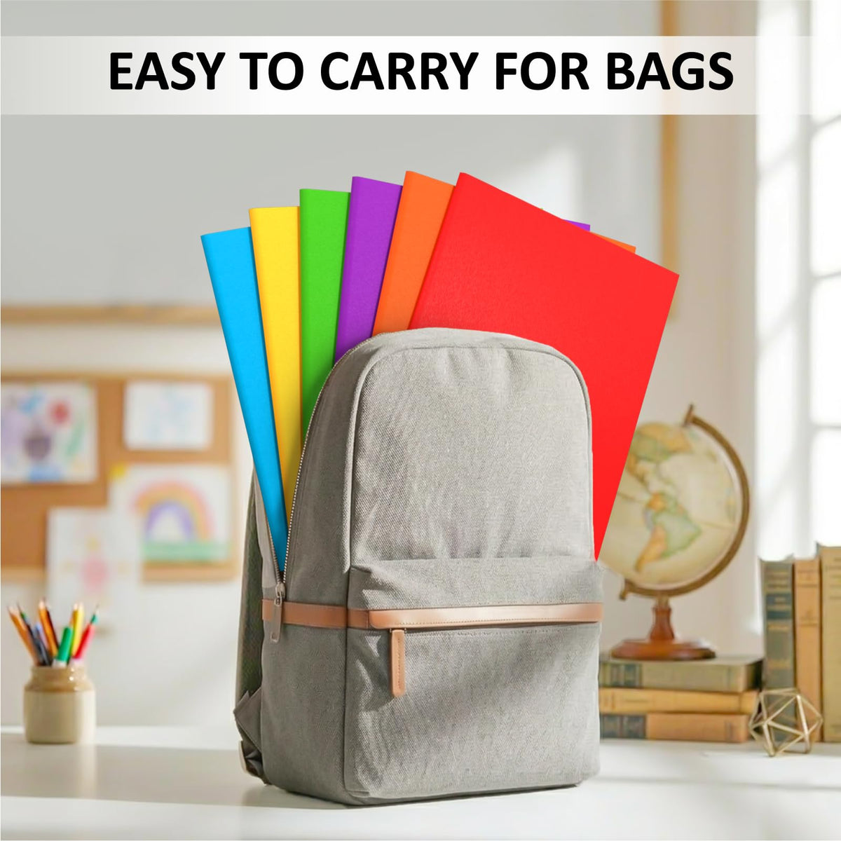 Folders with Pockets, 6 Pack Assorted Colors, 2 Pocket, Colored File Folder