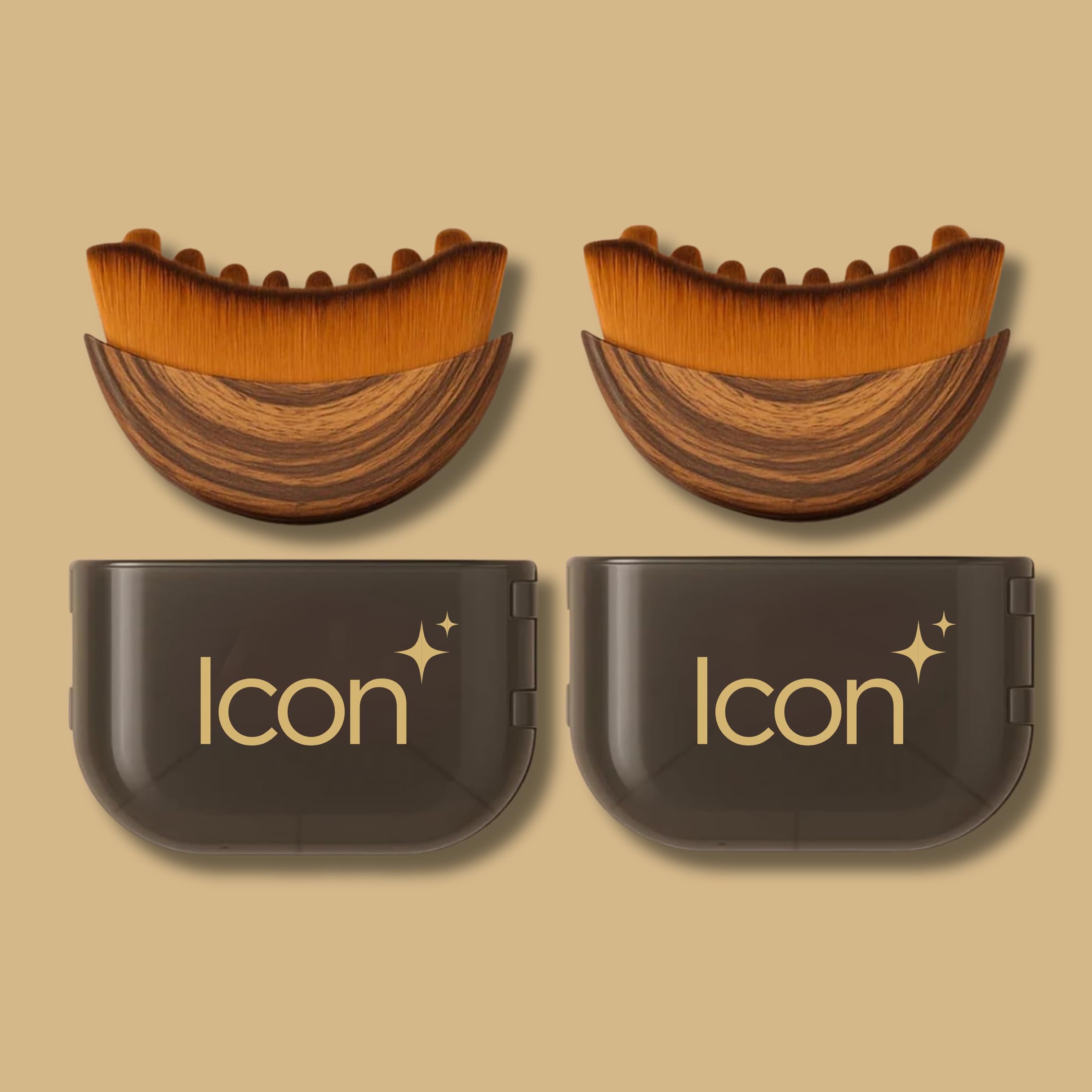 ICON Lymphatic Contour Brush for Face, Face Sculpting Tool for Lymphatic Drainage, Ultra Soft Bristles, Dry Brush, Helps Reduce Look of Puffiness (4 Pack)