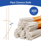 Phinus 300 Pack Pipe Cleaners Pipe, 6-Inch Pipe Cleaners Bulk, Cotton and Plastic Pipe Cleaner, Pipecleaners for Removing Tar & Resin, Pipe Cleaners for Plastic Metal Ceramic Wood Pipe, cream