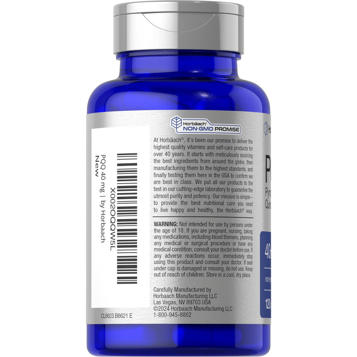 Horbäach PQQ Supplement 40 mg | 120 Capsules | Maximum Strength