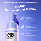 K18 TripleBright Oxidation Defense Purple Shampoo - Non-Staining Blonde Shampoo Removes + Helps Prevent Brass for Brighter, Longer-Lasting Blonde - For All Highlighted + Lifted Hair Tones (4.2 Fl oz)