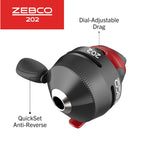 Zebco 202 & 404 Spincast Reels and Fishing Rod Combos (2-Pack), 5-Foot 6-Inch 2-Piece Fishing Pole, Size 30 and 40 Reels, Right-Hand Retrieve, Pre-Spooled with 10 lb and 15 lb Cajun Line, Black/Red