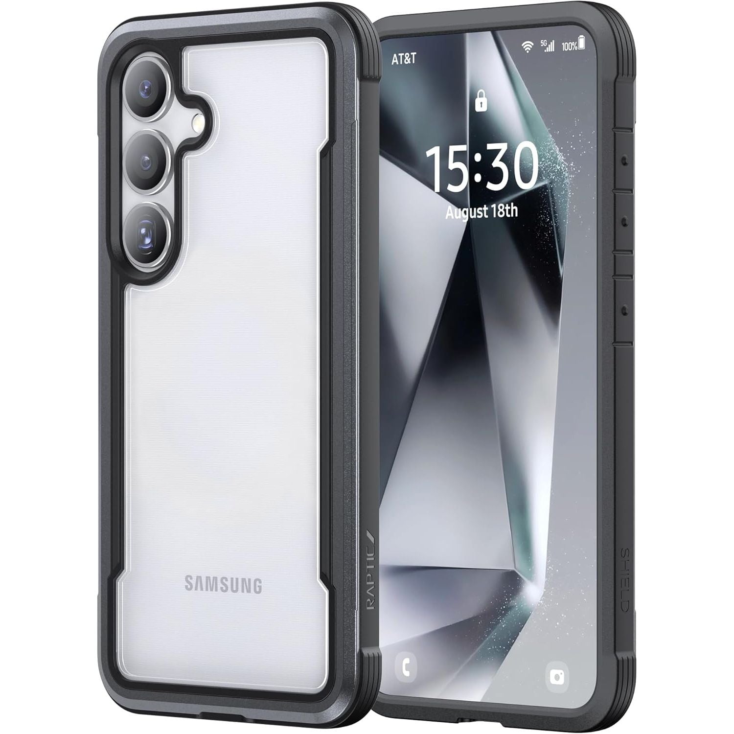 Buy now RAPTIC Shield Crystal Case for Samsung Galaxy S24 Ultra, [13FT Mil-Grade Drop Protection], [Not Yellowing Tech], Durable Anodized Shockproof Aluminum Frame Slim Samsung S24 Ultra Case, Iridescent S24 6.2" Black Grey at indiglob india