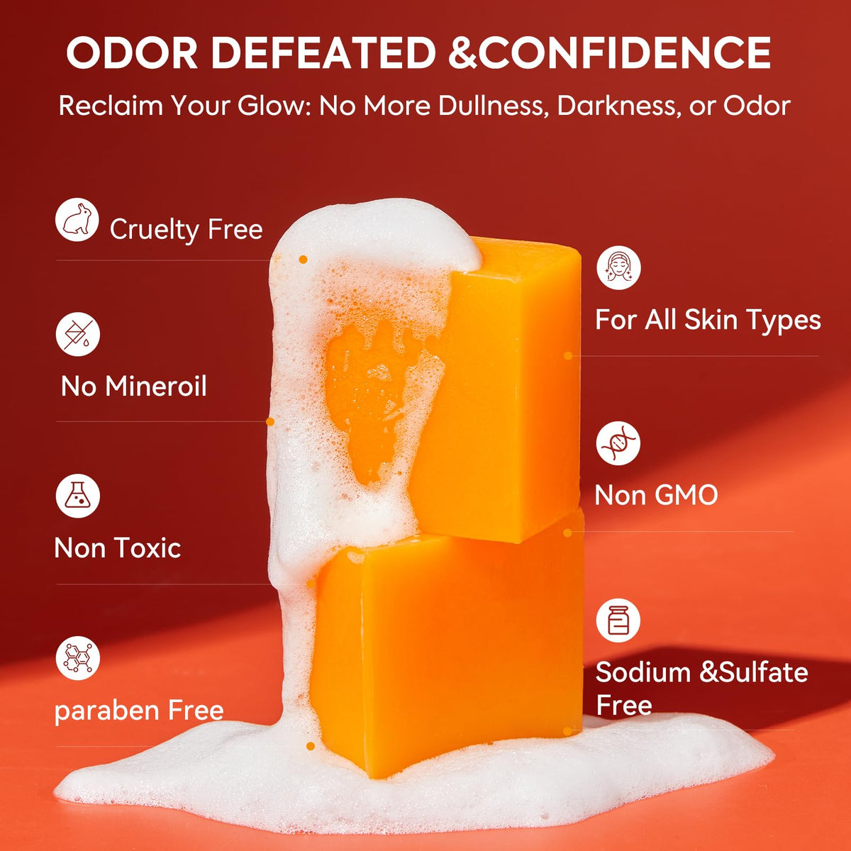Persimmon Soap Bar for Body Odor Control, Japanese Persimmon and Tea Tree Deodorizing Soap for Nonenal Aging Odor, Men and Women, Gentle Non Drying, Pack of 3