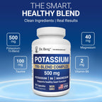 Dr. Berg Potassium Tri-Blend Complex – 500 mg Potassium Supplement for Muscle & Nerve Support* – Maximum Strength Potassium Formula w/Magnesium, B6 & Taurine – 90 Capsules