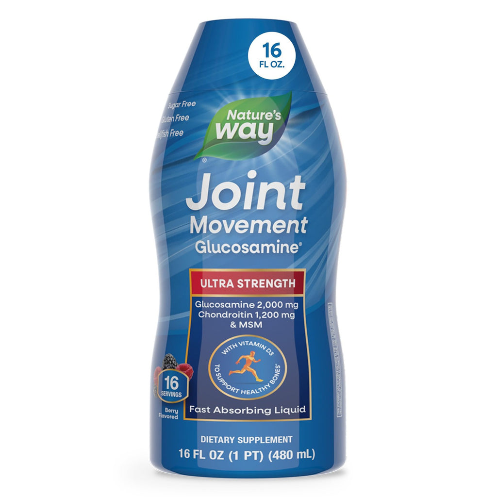 Nature's Way Joint Movement Glucosamine Liquid, Chondroitin, Berry, 16 oz | MSM with Vitamin D3 & Hyaluronic Acid, Fast-Absorbing Liquid, Joint Support Supplement*, Berry Flavored