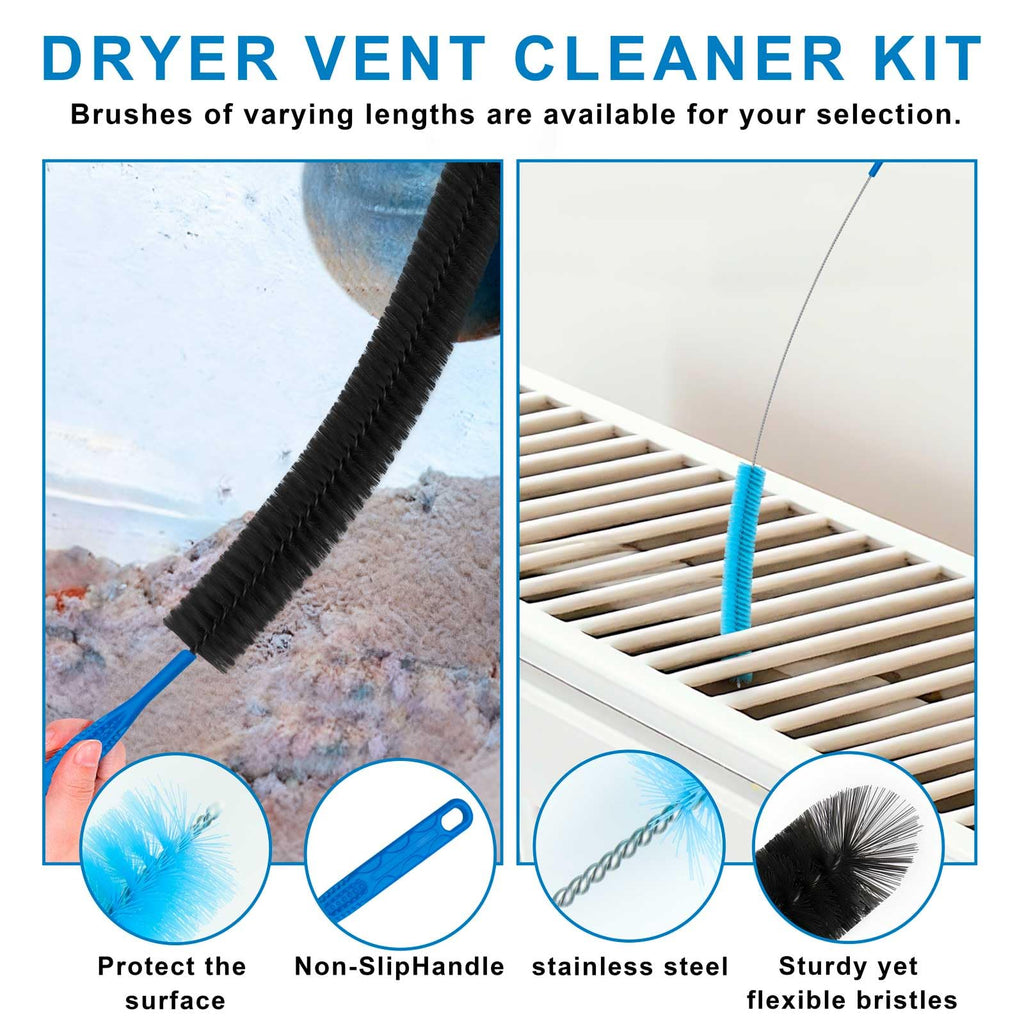 4 Pieces Dryer Vent Cleaner Kit‌ with ‌Lint Brush‌ – Professional ‌Dryer Vent Brush‌, ‌Flexible Cleaning Tools‌ for ‌Lint Trap‌, ‌Appliance Brush‌ & ‌Dryer Filter‌ Black