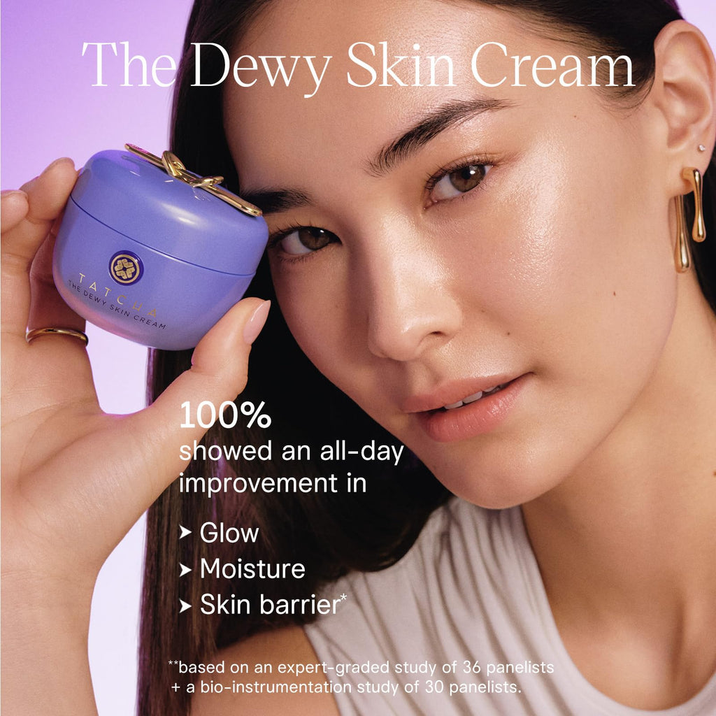 TATCHA The Dewy Skin Cream, Rich Plumping Moisturizer with Hyaluronic Acid | Improves skin barrier, reduces fine lines, plumps, & hydrates dry skin with hyaluronic acid, Hadasei-3, & biomimetic squalane