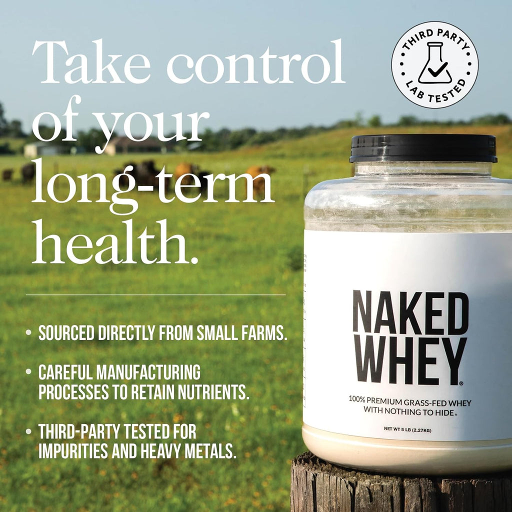 Buy now NAKED Whey 2LB 100% Grass Fed Whey Protein Powder - Only 1 Ingredient, Unflavored Whey Protein, Undenatured, Gluten Free, Soy Free, No GMOs, No Preservatives at indiglob india