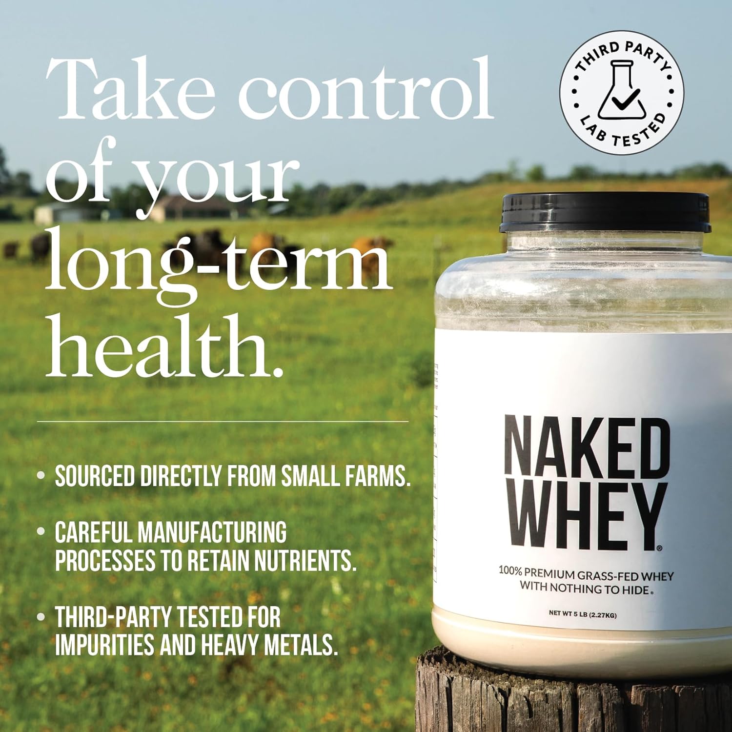 Buy now NAKED Whey 2LB 100% Grass Fed Whey Protein Powder - Only 1 Ingredient, Unflavored Whey Protein, Undenatured, Gluten Free, Soy Free, No GMOs, No Preservatives at indiglob india