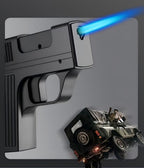 Tactical-Style Torch Lighter & Cigarette Case Combo, Windproof Blue Jet Flame, Multi-Function Tool, Ergonomic Zinc Alloy Body, Unique Birthday for Men(No Fuel)